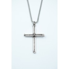 IDR Çivili Haç Gümüş Kaplama Örme Zincir Kolye