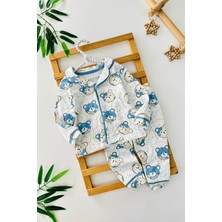 Miniğimin Cicileri Ayıcık Baskılı Penye Erkek Bebe Pijama takımı - Mavi