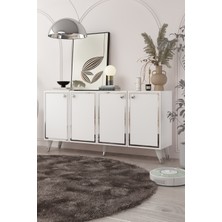 Cantek Dizayn 8203-1CT KB150 Konsol, Tv Ünitesi Beyaz-Gümüş