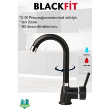 Blackfit Delta Çubuk Kol Siyah Lavabo Bataryası Banyo Çeşmesi Çift Su Girişli Lavabo Musluğu 5 Yıl Garantili
