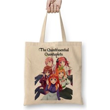 Toyaso The Quintessential Quintuplets Beyaz Bez Çanta Uzun Saplı Alışveriş Çantası Plaj Çantası