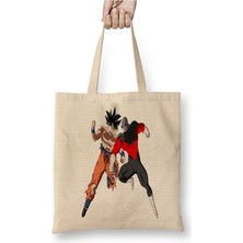 Toyaso Dragon Ball Z Goku Vs Jiren Bez Çanta Uzun Saplı Alışveriş Çantası Plaj Çantası