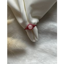 Pel Design Pembe Kuvars Taşı  Ayarlanabilir Pembe Tel Yüzük
