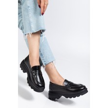 Ellolita Luxury Shoes 746-759 Siyah Yanki Yüksek Tabanlı Loafer Ayakkabı