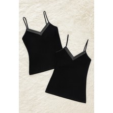 Alissa Kadın Modal Pamuklu Likralı Dantel Detaylı Askılı 2'li Atlet W6K6K0T8KA