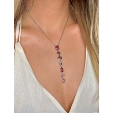 Youes Jewelry 316L Çelik 7 Element Y Kolye Renkli Taşlı Kadın Kolye