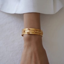 Altıntaş 22 Ayar Bal Taşlı Dövme Altın Kelepçe