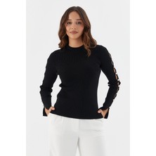 Shopping Shop Uzun Kol Fitilli Bluz Sıyah