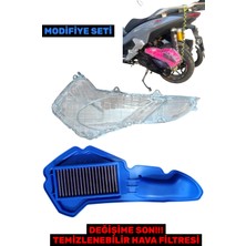 Arora Beatrix Şeffaf Hava Filtre Kapağı ve Mavi Renkli Hava Filtresi Modifiye Seti