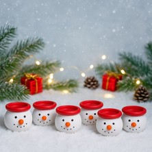 Kesene Yeniyıl Yılbaşı Dekoru Için 6’lı Noel Kardan Adam Figürlü Dekoratif El Yapımı Mini Mumluk Seti 5 cm