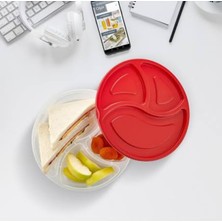 Turanyolu Kırmızı Kapaklı 3 Bölmeli Plastik Saklama Kabı – Sızdırmaz Pratik Tasarım