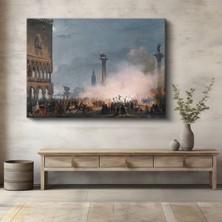 GülsenArt Ippolito Caffi Venedik San Marco Meydanı Kanvas Tablo Duvar Tablosu Dekoratif Ressam Tablosu