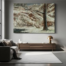 GülsenArt Gustave Courbet Kış Ormanı Kar Manzarası Kanvas Tablo Duvar Tablosu Dekoratif Ressam Tablosu