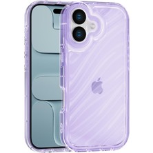 Vissona iPhone 16 Plus Uyumlu Telefon Kılıfı Kamera Çıkıntılı Kabartmalı Parlak Desenli Darbe Emici Silikon