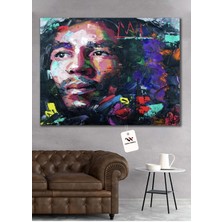 Yağlı Boya Görünümlü Boya Görünümlü Bob Marley Hd Dijital Baskı Yatay Kanvas Tablo Dekoratif