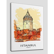 Galata Kulesi Istanbul Dekoratif Hd Dijital Baskı Dikey Kanvas Tablo 1242 Ofis Dekoru