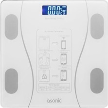 Asonic BS260 Beyaz 260X260 mm Dijital Bluetooth Baskül (2*aaa Pil Hediyeli)