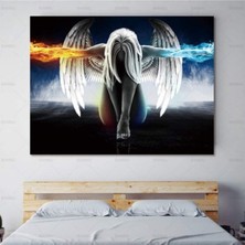 GülsenArt Fire Ice Angel Hd Dijital Baskı Yatay Kanvas Tablo Ofis Oturma Odası Hobi Odası Dekor