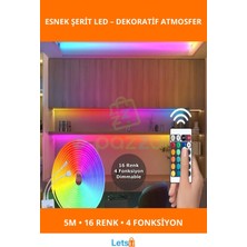 Letsii 5m Esnek Şerit Neon LED 16 Renk 4 Fonksiyonlu Aydınlatma