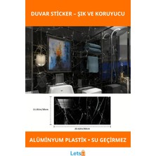 Letsii Siyah Mermer Desenli Su Geçirmez Alüminyum Plastik Duvar Sticker