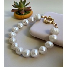 Taşmir Orijinal Gemici Kilitli Gerçek Inci Bileklik / 19 cm / 9-10 mm