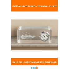 Letsii Istanbul Tasarımlı Kristal Saatli Biblo 5X12 cm Masaüstü Aksesuar