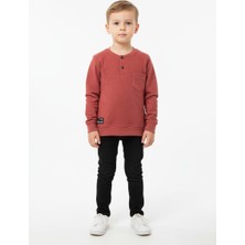 Gigi Giyim Sıfır Yaka Cep Detaylı Erkek Çocuk Sweatshirt