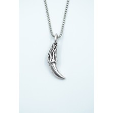 IDR Kurt Dişi Gümüş Kaplama Örme Zincir Kolye