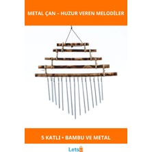 Letsii Doğal Bambu 5 Katlı Zarif Metal Rüzgar Çanı