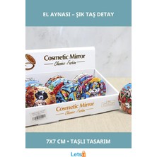 Letsii Sevimli Köpek Tasarımlı Taşlı Ince El Aynası Yuvarlak 7X7CM