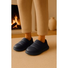 Arma House Peluş Içi Yünlü Kışlık Panduf Lacivert Kadın Ev Terliği