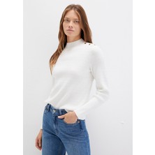 Mavi Omuz Detaylı Ekru Kazak 1710798-70057