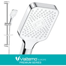 Romena | Valtemo Krom Büyük Boy Sürgülü Duş Seti – Butonlu Sistem, Neoflex Pvc Hortum