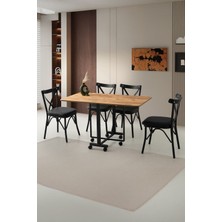 Sweet Home Masa Sandalye Katlanır Lizbon Metal Portatif Tekerlekli Masa  4 Adet Çapraz Sandalye Takım