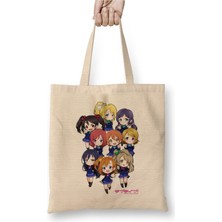 Toyaso Weaboo Love Live! School Idol Project Beyaz Bez Çanta Uzun Saplı Alışveriş Çantası Plaj Çantası