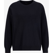 Mustang Bisiklet Yaka Relaxed Düz Örgü Desenli Siyah Kazak Kadın M5WL-KZK1095