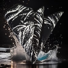 Exve Exclusive Siyah Üzeri Beyaz Ağaç Dali Baskılı Özel Tasarım Cep Aksesuarı Yaka Mendili