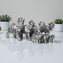 Elifeshop Lüks Motif Işlemeli Feng Shui 7’li Şans Bereket Fil Heykeli Biblo Seti Ev Ofis Yeni Yıl Hediyesi 7