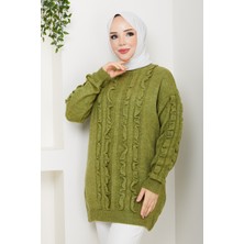 Pamuk Butik Kadın Fırfır Detaylı Kazak -PMK486