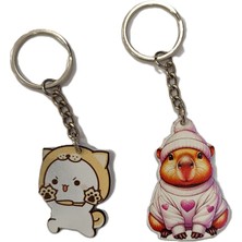 Ada Çanta Kırtasiye Karakter Figürlü Metal Anahtarlık (Dudu/capybara) (Toplam 2 Adet)