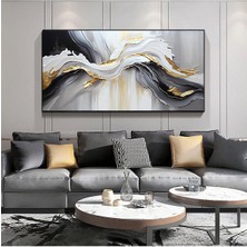GülsenArt Yağlı Boya Görünümlü Boya Görünümlü Dekoratif Soyut Hd Dijital Baskı Yatay Panoramik Kanvas Tablo 3