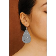 Nurdic Kadın- Küpe Desenli Stilist Kancalı Baskılı Küpe Damla Şeffaf Biana