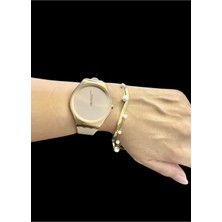 Aleda Çelik Gold Inci Detaylı Ikili Bileklik