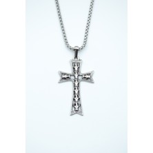 IDR Kuru Kafalı Haç Gümüş Kaplama Örme Zincir Kolye