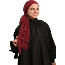 Hürrem Bone Bordo Pratik Hazır Geçmeli Bone Şal Şifon Düz 2506_16