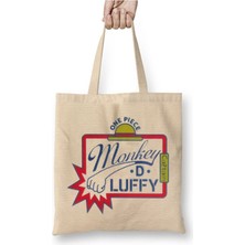 Toyaso One Piece Luffy Monkeys Beyaz Bez Çanta Uzun Saplı Alışveriş Çantası Plaj Çantası