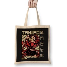 Toyaso Demon Slayer Tanjiro Kamado Bez Çanta Uzun Saplı Alışveriş Çantası Plaj Çantası