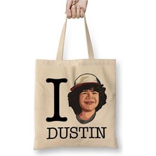 Toyaso Stranger Things I Love Dustin Bez Çanta Uzun Saplı Alışveriş Çantası Plaj Çantası