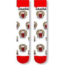 Carnaval Socks Simit ve Çay Desenli Istanbul Temalı Soket Çorap