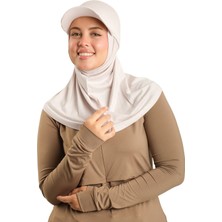 Hürrem Bone Bej Pratik Hazır Geçmeli Şapkalı Tesettür Eşarp Viskon Düz 2513_12